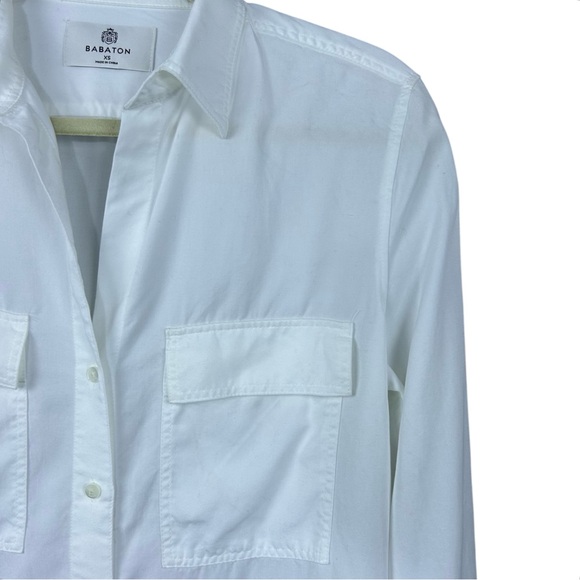 Aritzia Babaton Utility Button Up Shirt XS Drapey Twill QuietLuxury Preppy - Picture 4 of 16